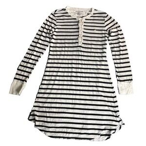 Lauren Essentials Dress Women's Small‎ White Black Striped Long Sleeve Pullover